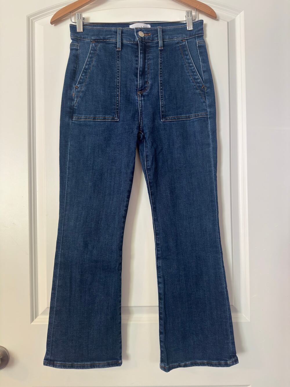 LOFT High Rise Patch Pocket Kick Crop Jeans Dark Wash Size 27